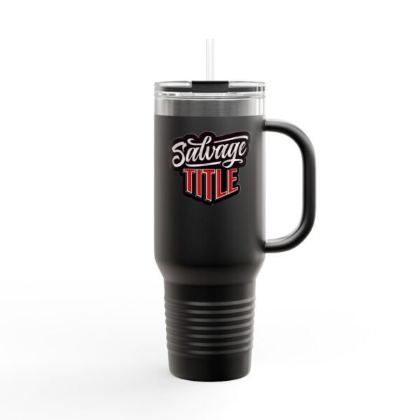40oz Insulated Travel Mug – ‘Salvage Title’ Logo Tumbler with Straw & Handle